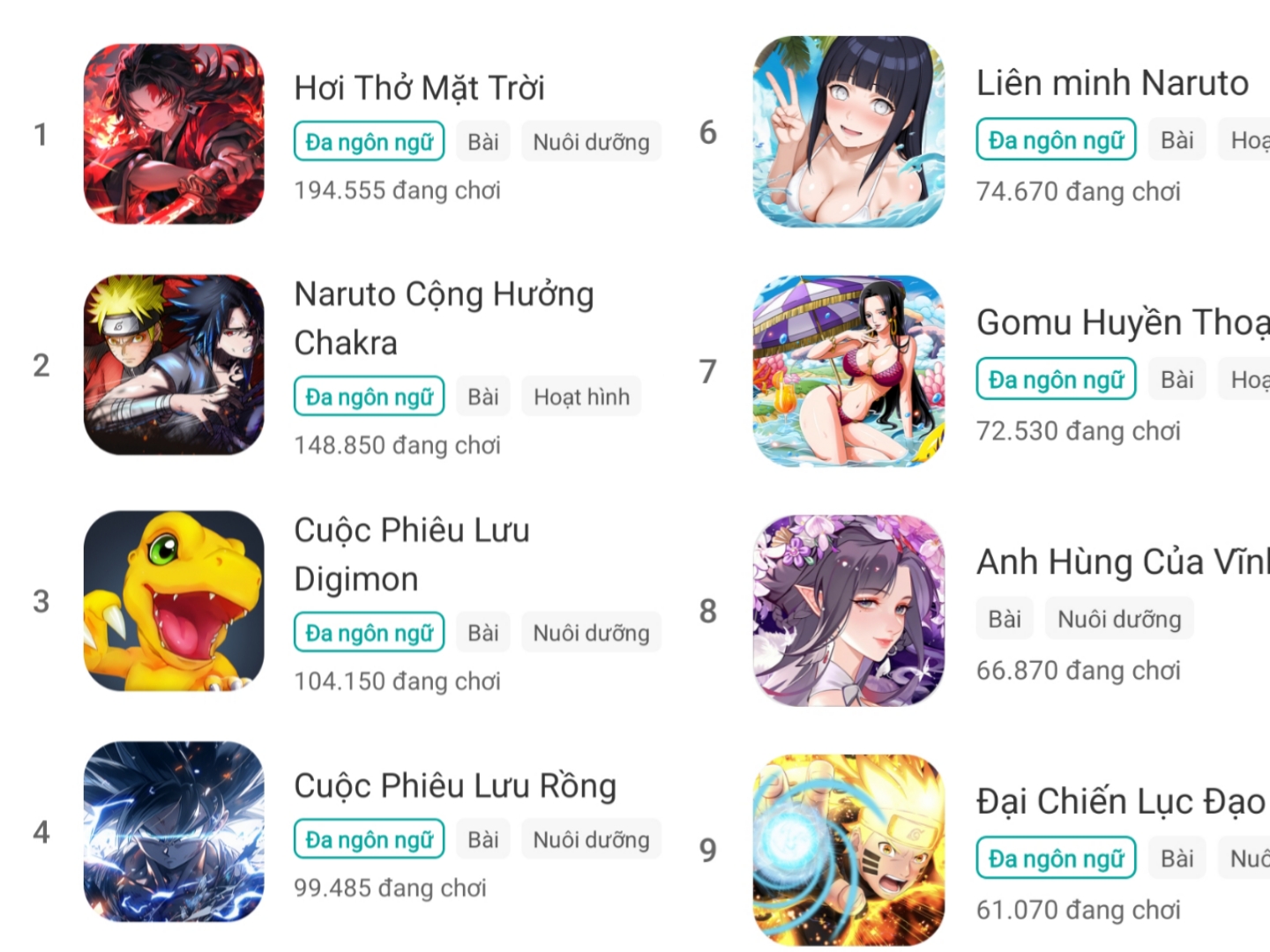 Nhiều thể loại game